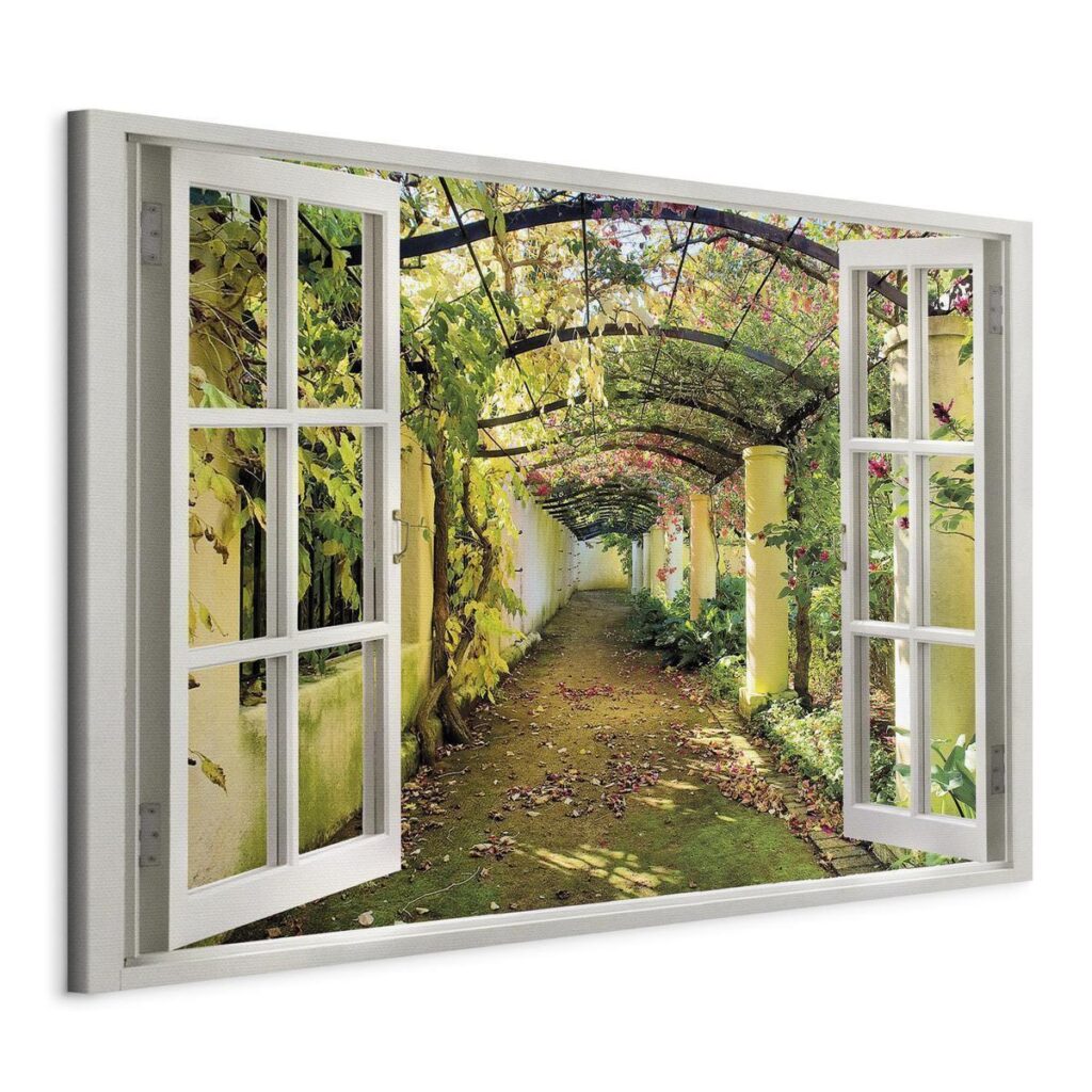 Schilderij - Window: View on Pergola - Afbeelding 3