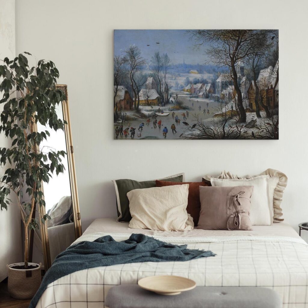 Schilderij - Winter Landscape with a Bird Trap - Afbeelding 2