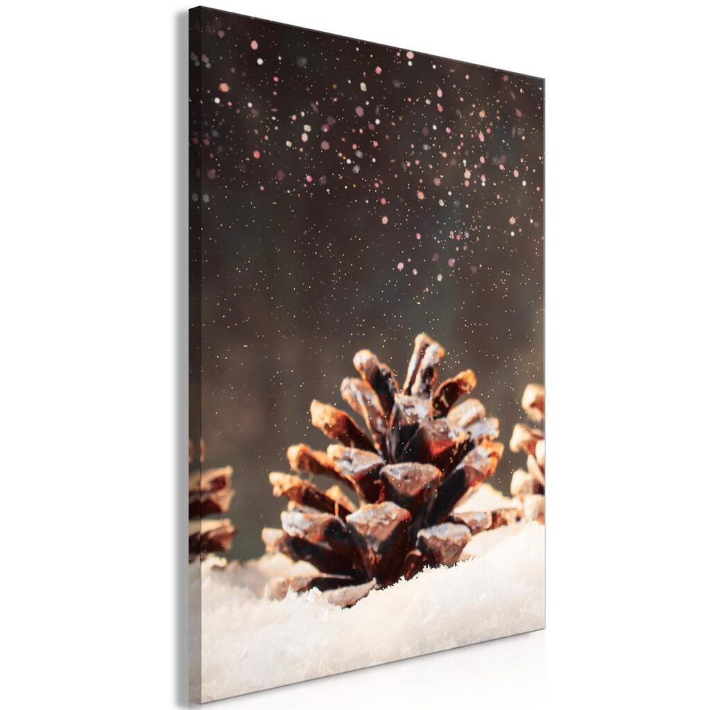Schilderij - Winter Pine Cone (1 Part) Vertical - Afbeelding 2