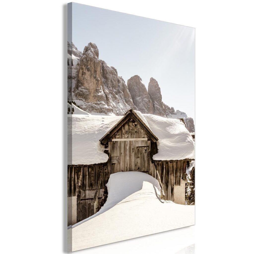 Schilderij - Winter in the Dolomites (1 Part) Vertical - Afbeelding 2