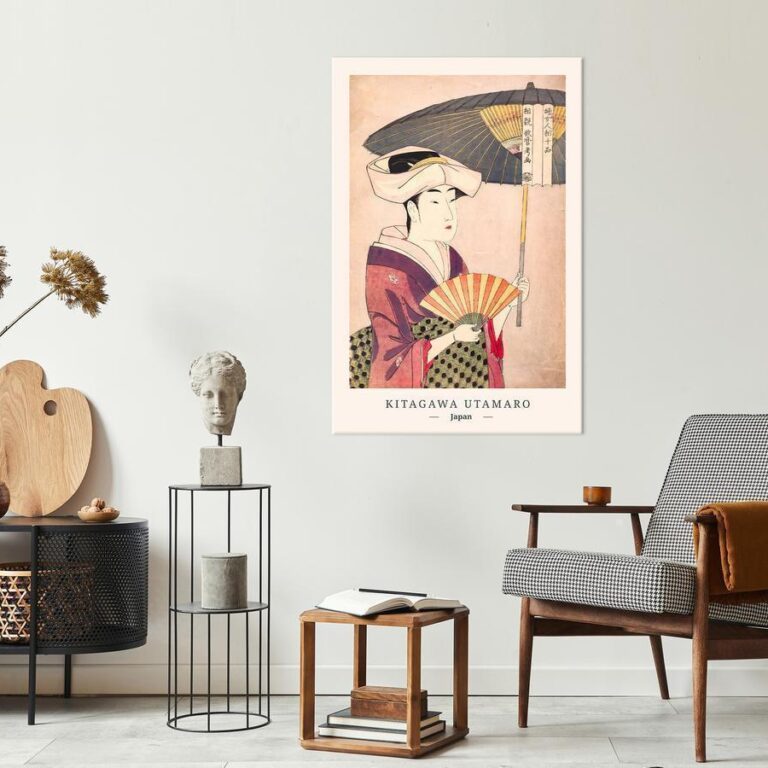 Schilderij - Woman With an Umbrella (1 Part) Vertical