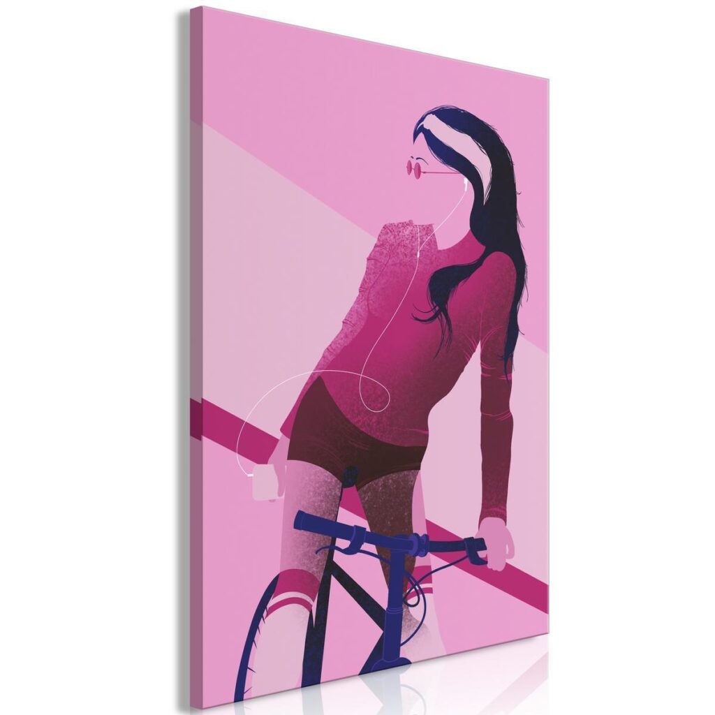 Schilderij - Woman on Bicycle (1 Part) Vertical - Afbeelding 2