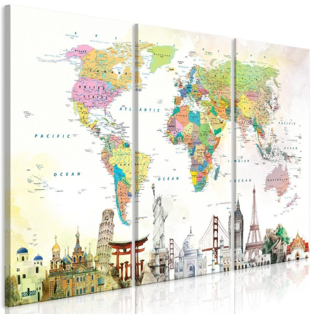 Schilderij - Wonders of the World (3 Parts) - Afbeelding 2