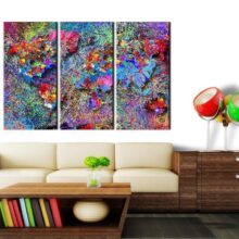 Schilderij - World Map: Colourful Whirl