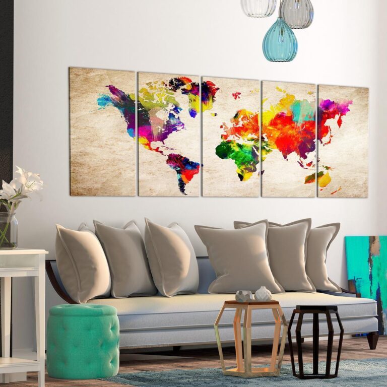 Schilderij - World Map: Painted World