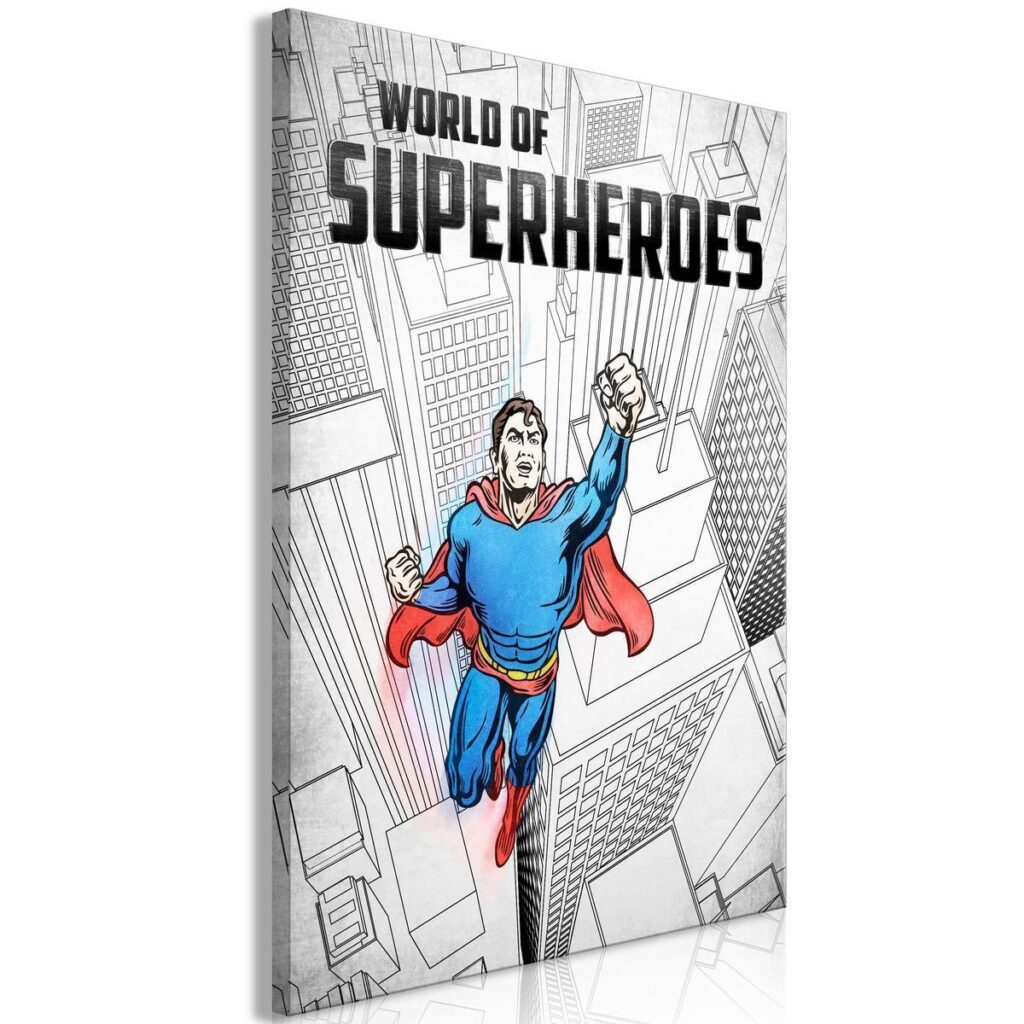 Schilderij - World of Superheroes (1 Part) Vertical - Afbeelding 2