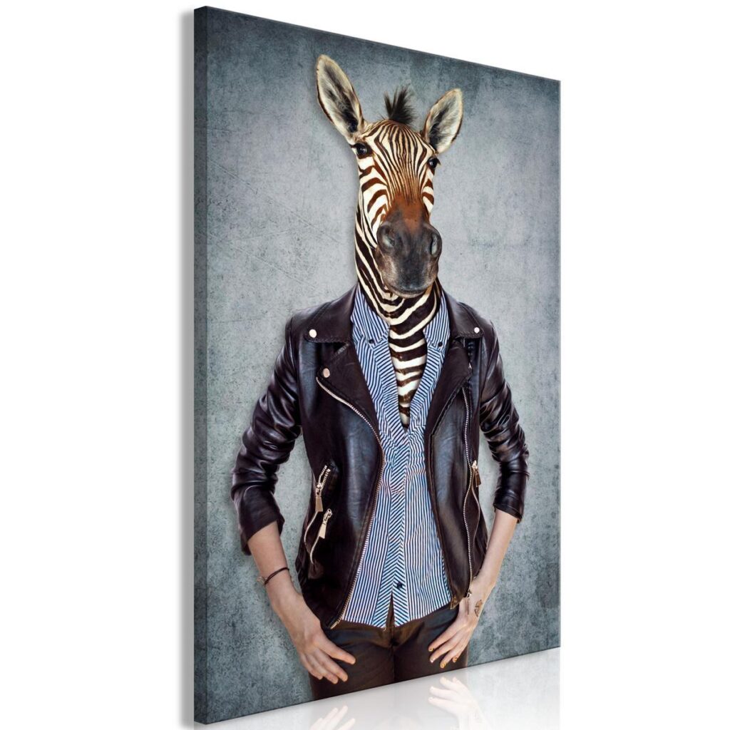 Schilderij - Zebra Ewa (1 Part) Vertical - Afbeelding 2