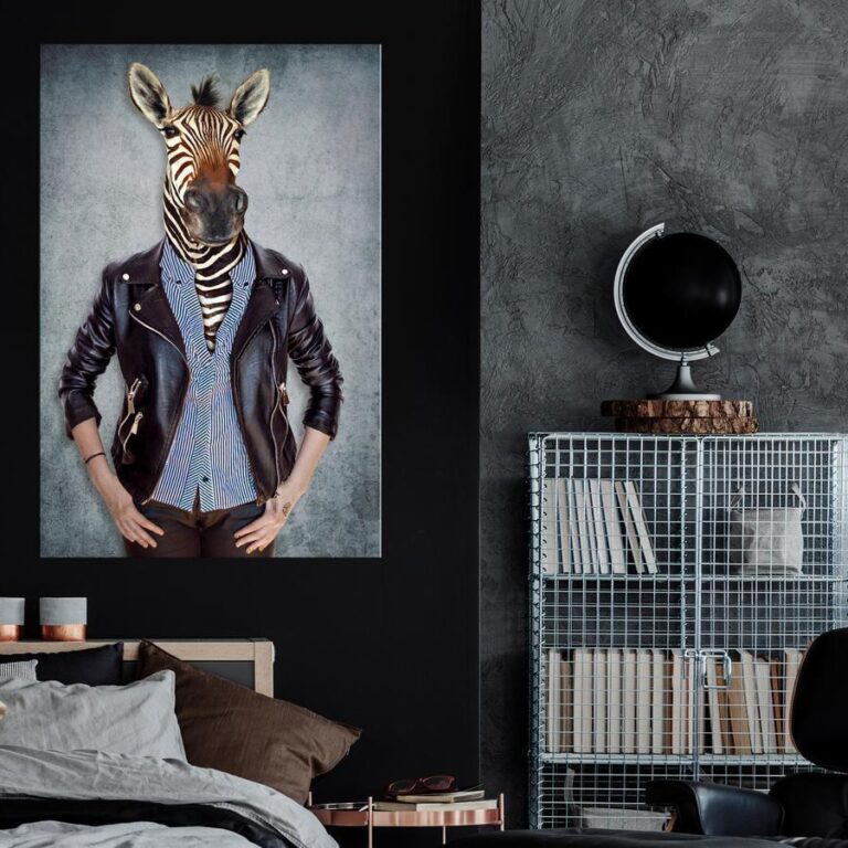 Schilderij - Zebra Ewa (1 Part) Vertical