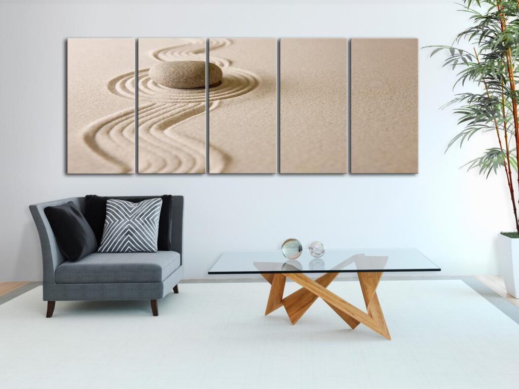 Schilderij - Zen: Sand and Stone - Afbeelding 2