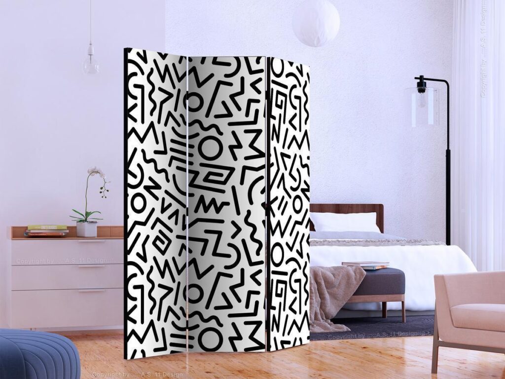 Vouwscherm - Black and White Maze