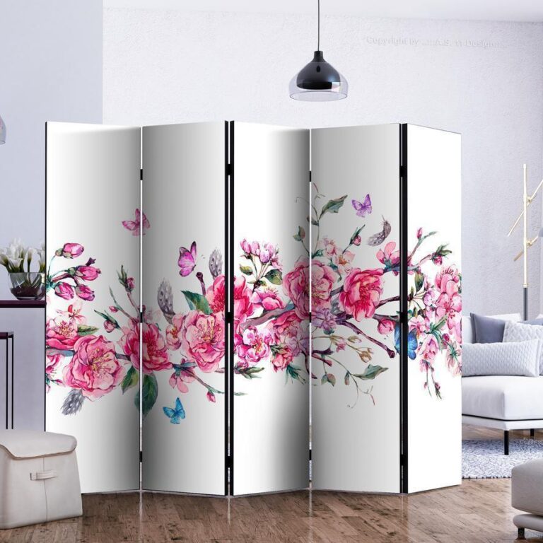 Vouwscherm - Flowers and Butterflies II