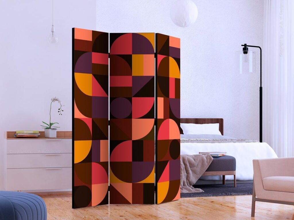 Vouwscherm - Geometric Mosaic (Red)
