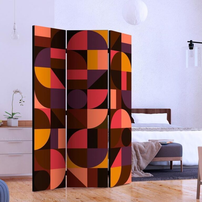 Vouwscherm - Geometric Mosaic (Red)