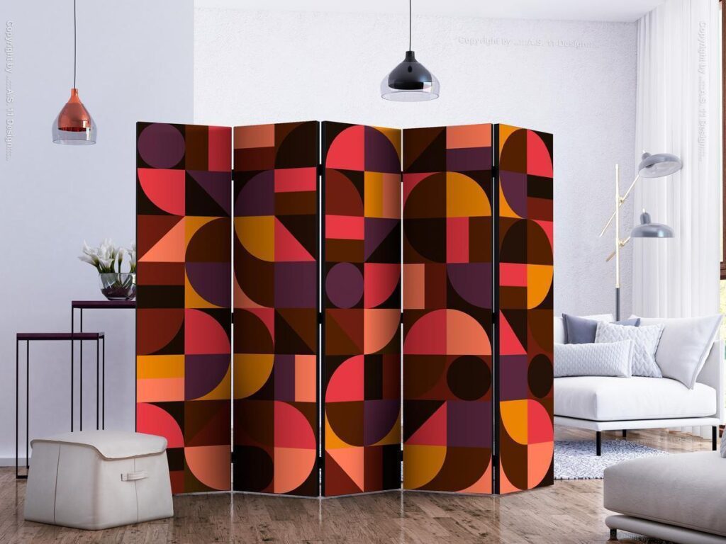 Vouwscherm - Geometric Mosaic (Red) II