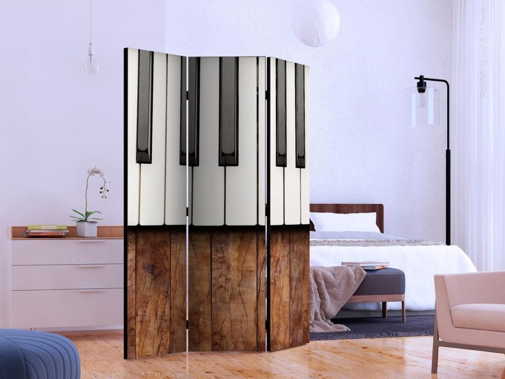 Vouwscherm - Inspired by Chopin - mahogany