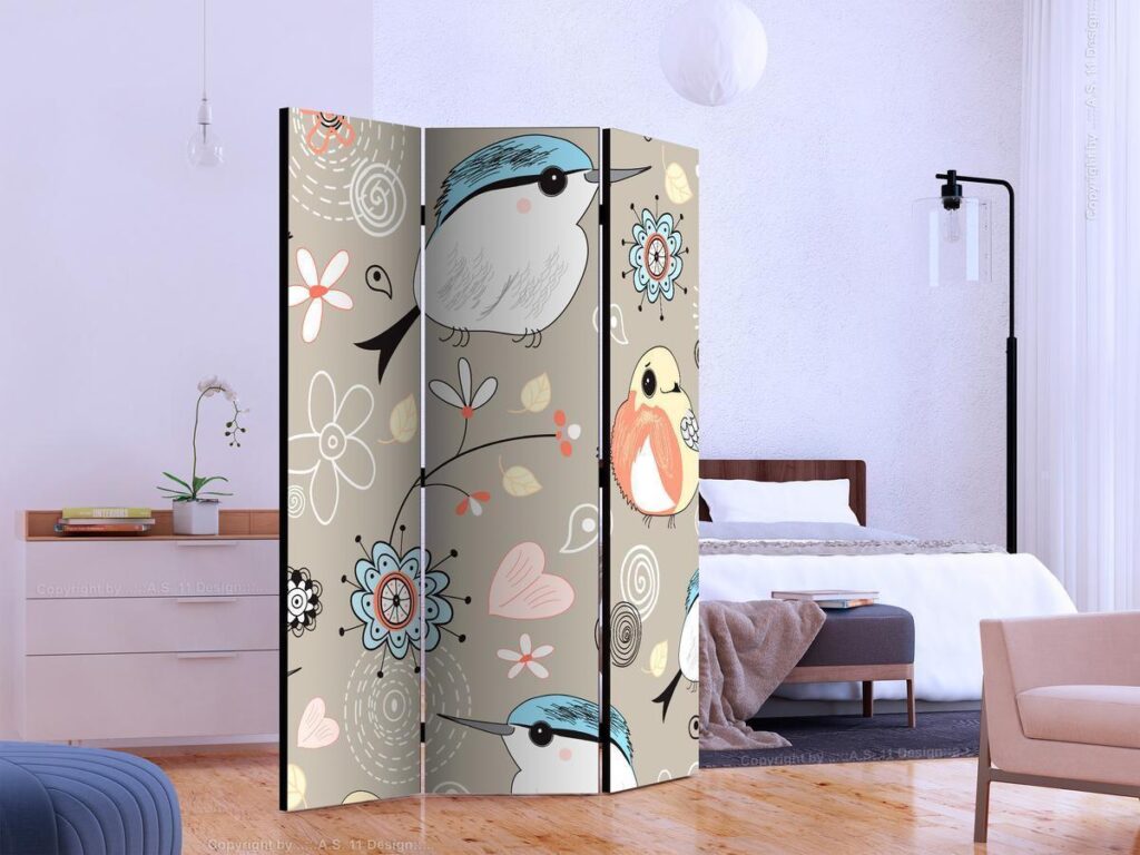 Vouwscherm - Natural pattern with birds