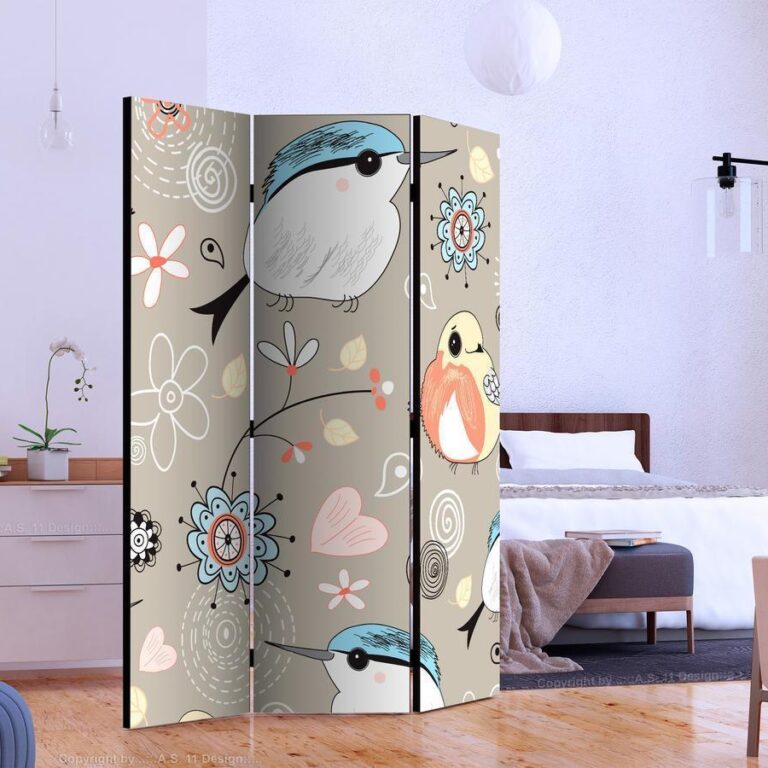 Vouwscherm - Natural pattern with birds