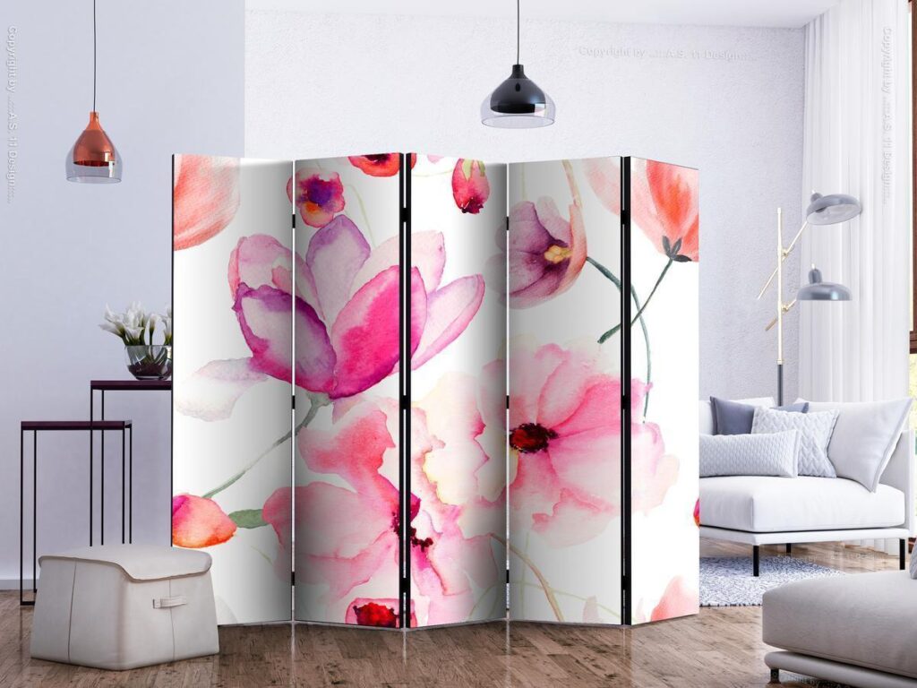 Vouwscherm - Pink Flowers II