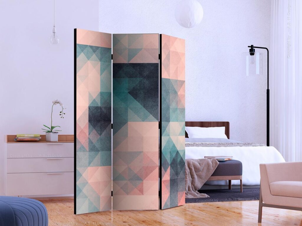 Vouwscherm - Pixels (Green and Pink)