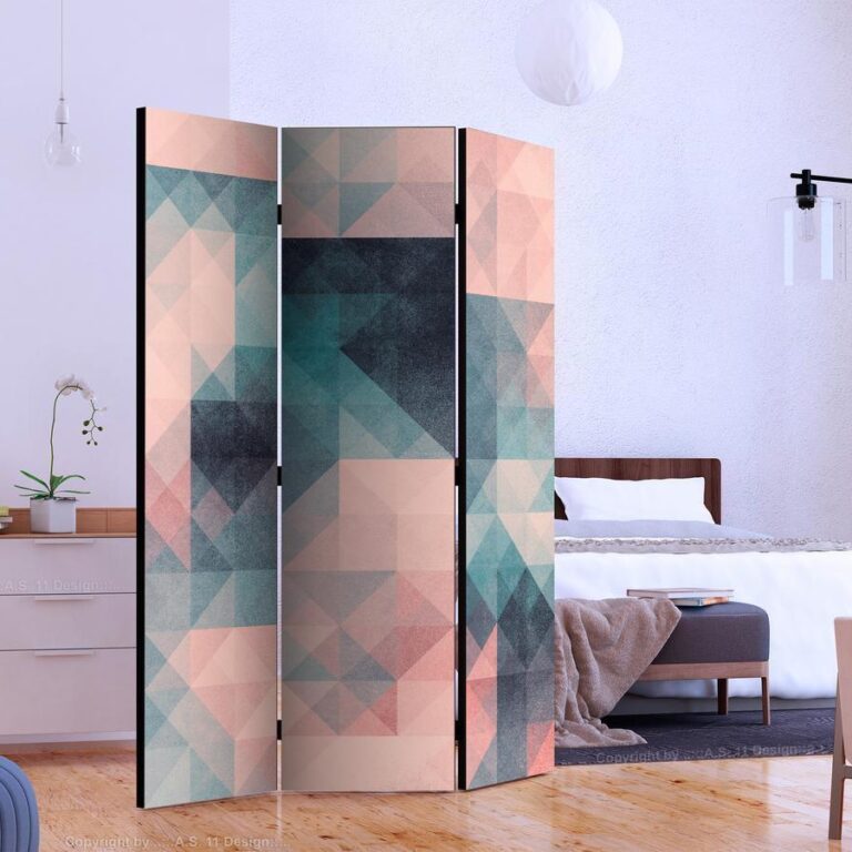 Vouwscherm - Pixels (Green and Pink)