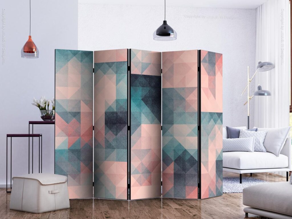Vouwscherm - Pixels (Green and Pink) II