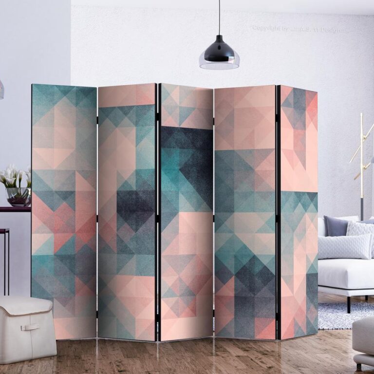 Vouwscherm - Pixels (Green and Pink) II
