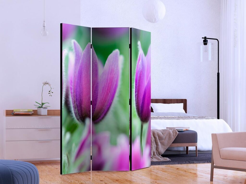 Vouwscherm - Purple spring tulips