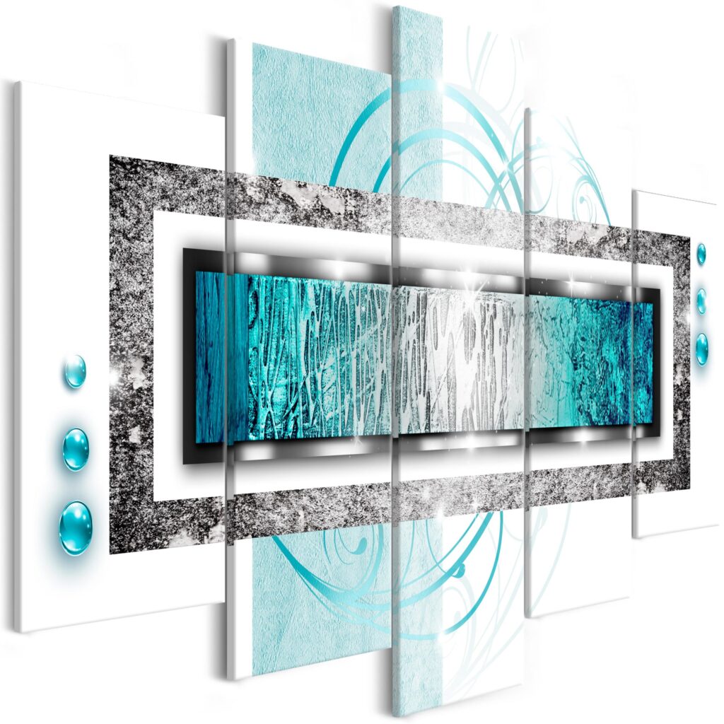 Schilderij - Turquoise blizzard (5 Parts) Wide