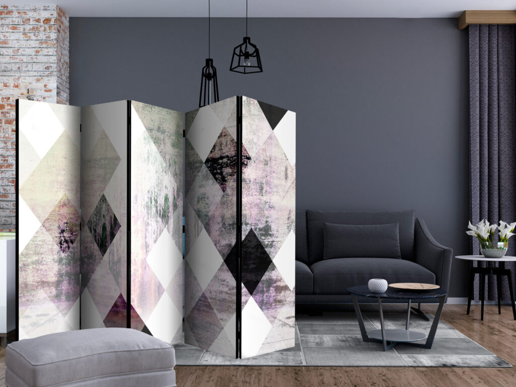 Vouwscherm - Rhombic Chessboard (Pink) II [Room Dividers] - Afbeelding 2