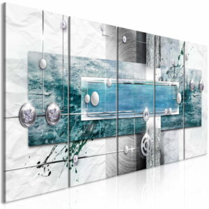 Schilderij - Mysterious Mechanism (5 Parts) Narrow Blue
