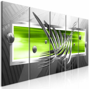 Schilderij - Silver Wings (5 Parts) Narrow Green