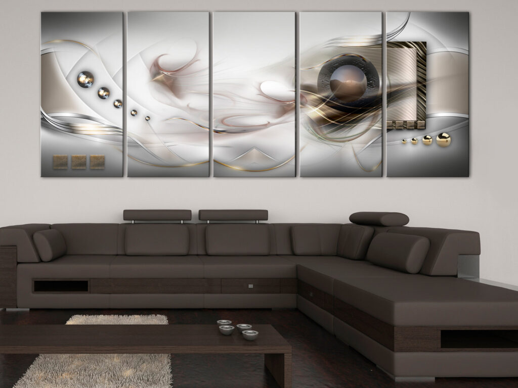 Schilderij - Pearly Mist (5 Parts) Narrow - Afbeelding 2