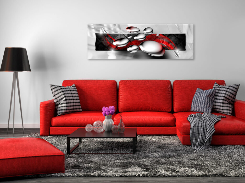 Schilderij - Shiny Stones (1 Part) Narrow Red - Afbeelding 2