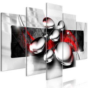 Schilderij - Shiny Stones (5 Parts) Wide Red