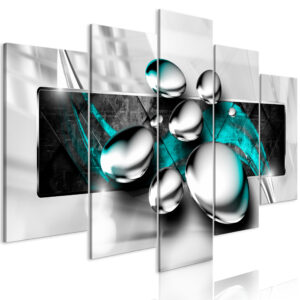 Schilderij - Shiny Stones (5 Parts) Wide Turquoise