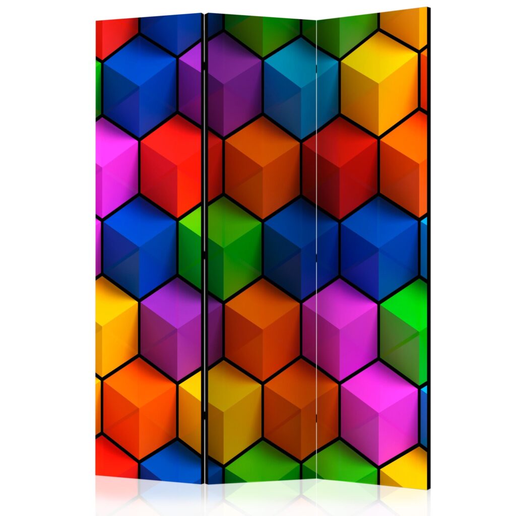 Vouwscherm - Colorful Geometric Boxes [Room Dividers]