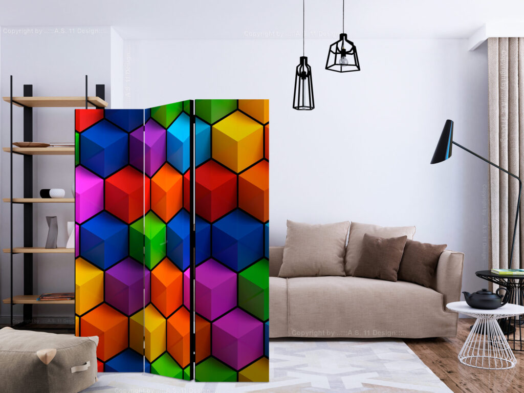 Vouwscherm - Colorful Geometric Boxes [Room Dividers] - Afbeelding 2