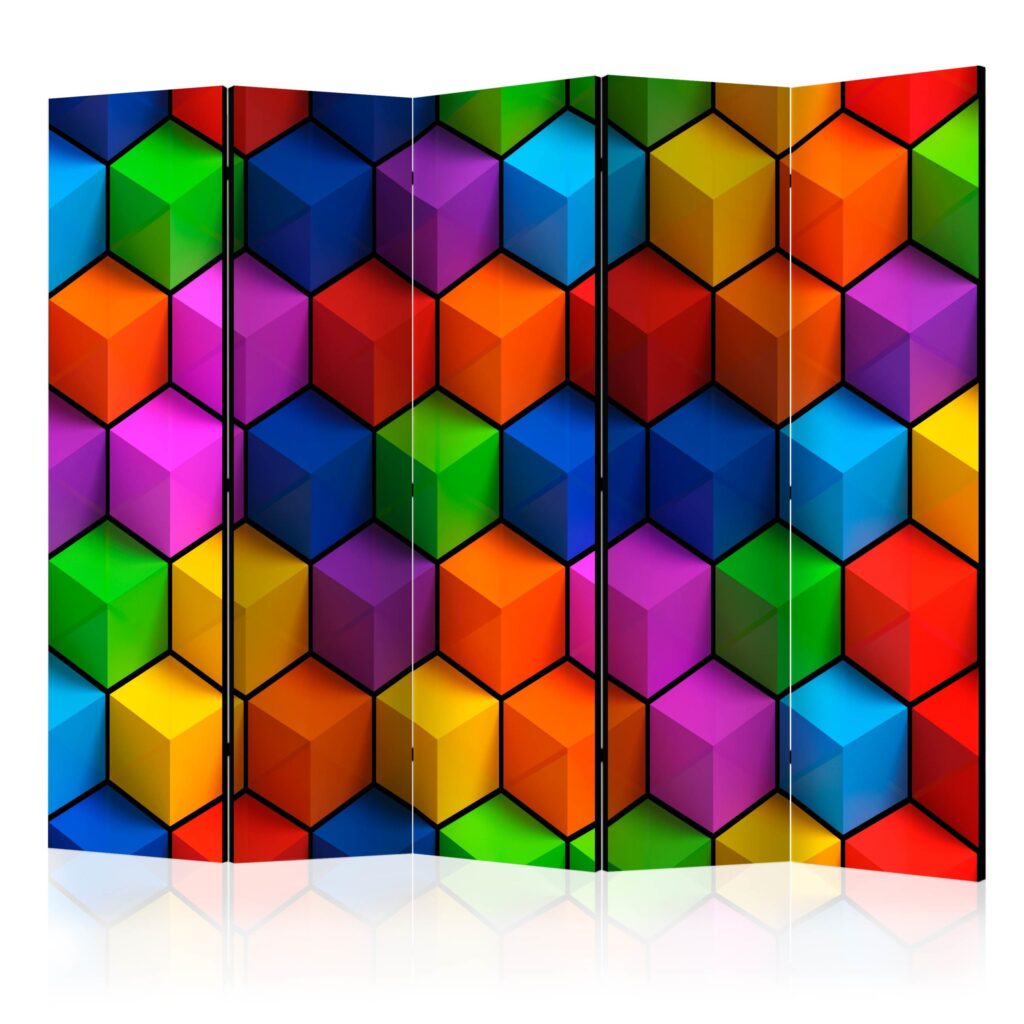 Vouwscherm - Colorful Geometric Boxes II [Room Dividers]