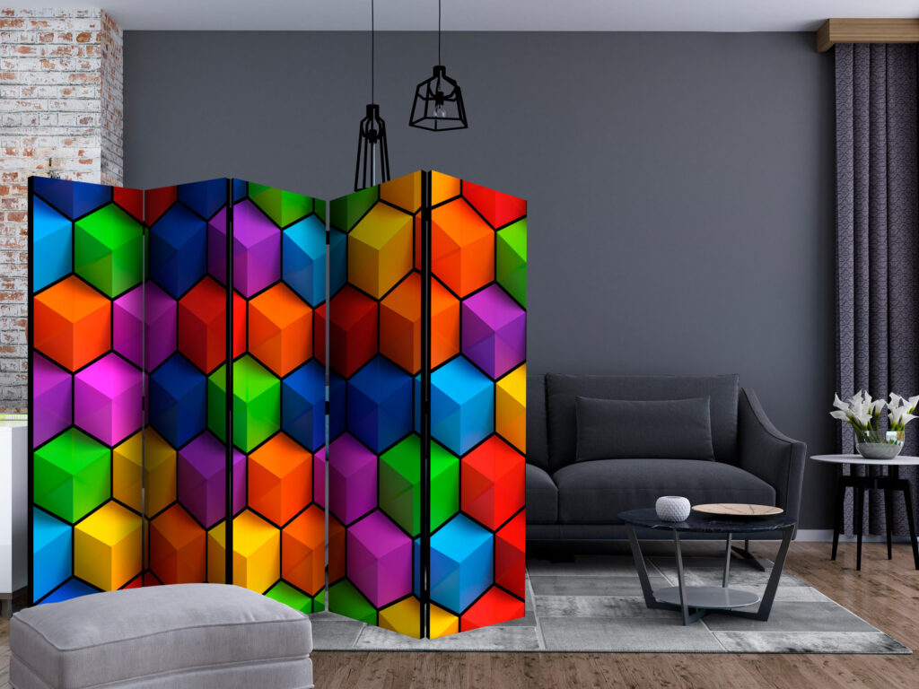 Vouwscherm - Colorful Geometric Boxes II [Room Dividers] - Afbeelding 2