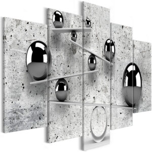 Schilderij - Balls and Concrete (5 Parts) Wide
