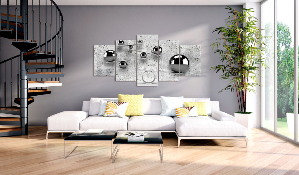 Schilderij - Balls and Concrete (5 Parts) Wide - Afbeelding 2