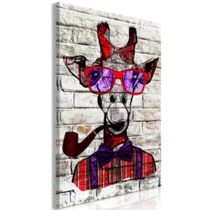 Schilderij - Hipster Giraffe (1 Part) Vertical