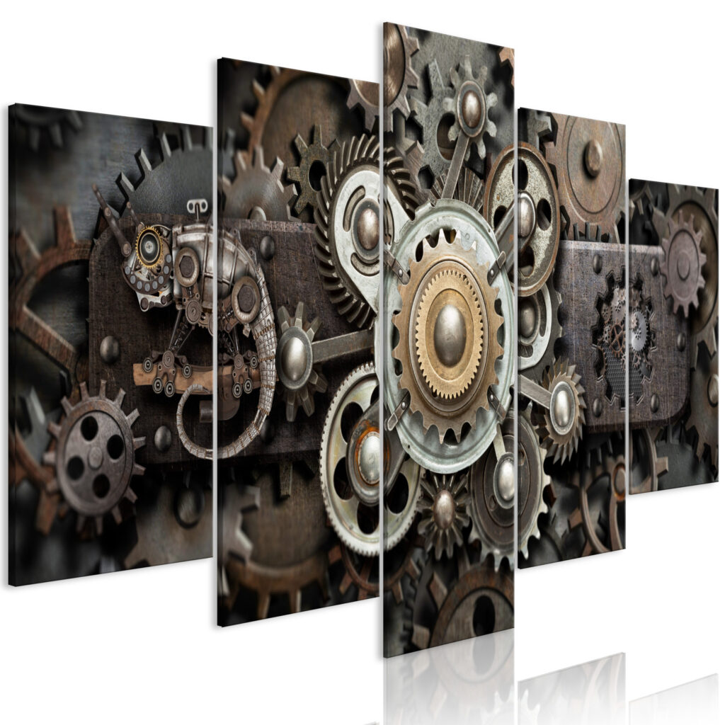 Schilderij - Old Mechanism (5 Parts) Wide