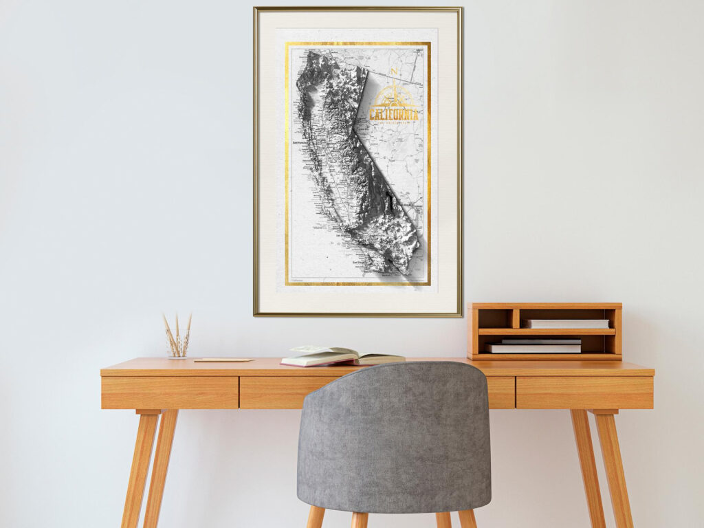 Raised Relief Map: California - Afbeelding 3