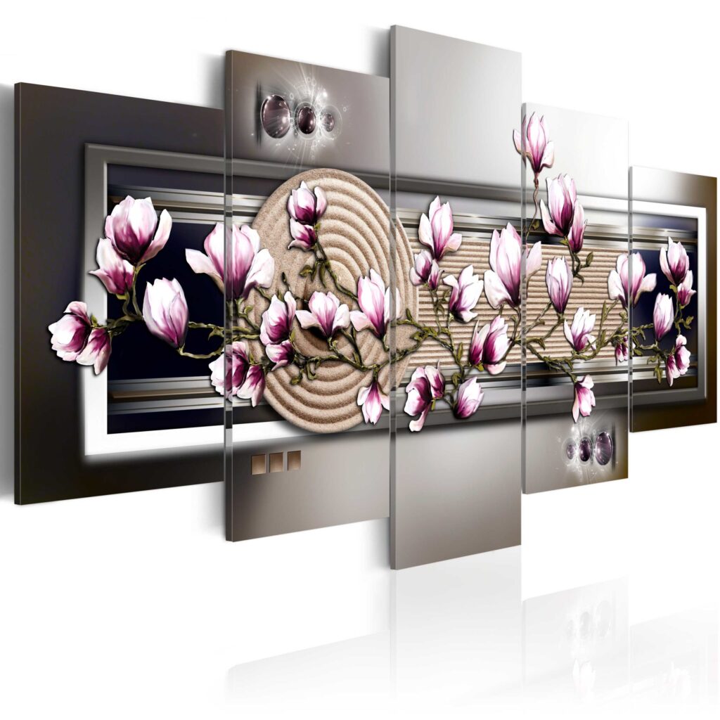 Schilderij - Magnolia and Zen garden
