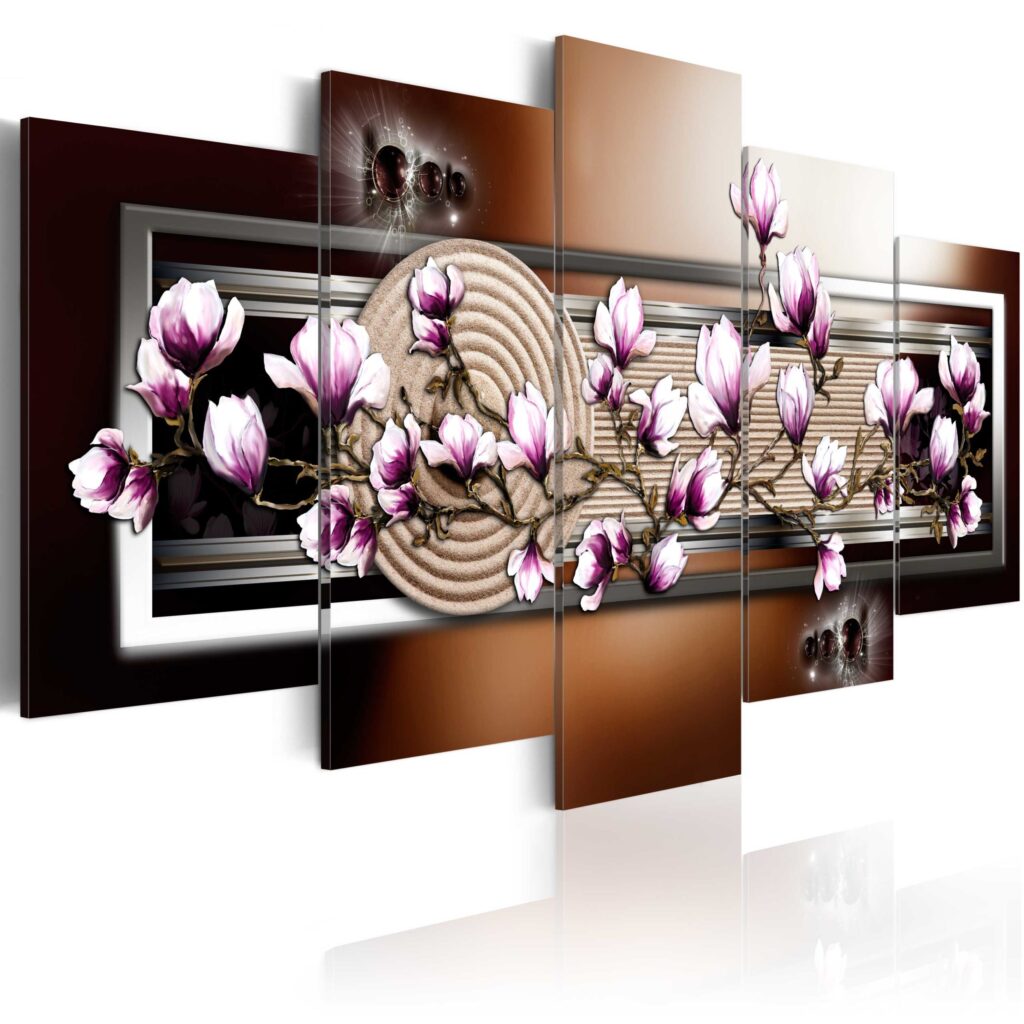 Schilderij - Zen garden and magnolia