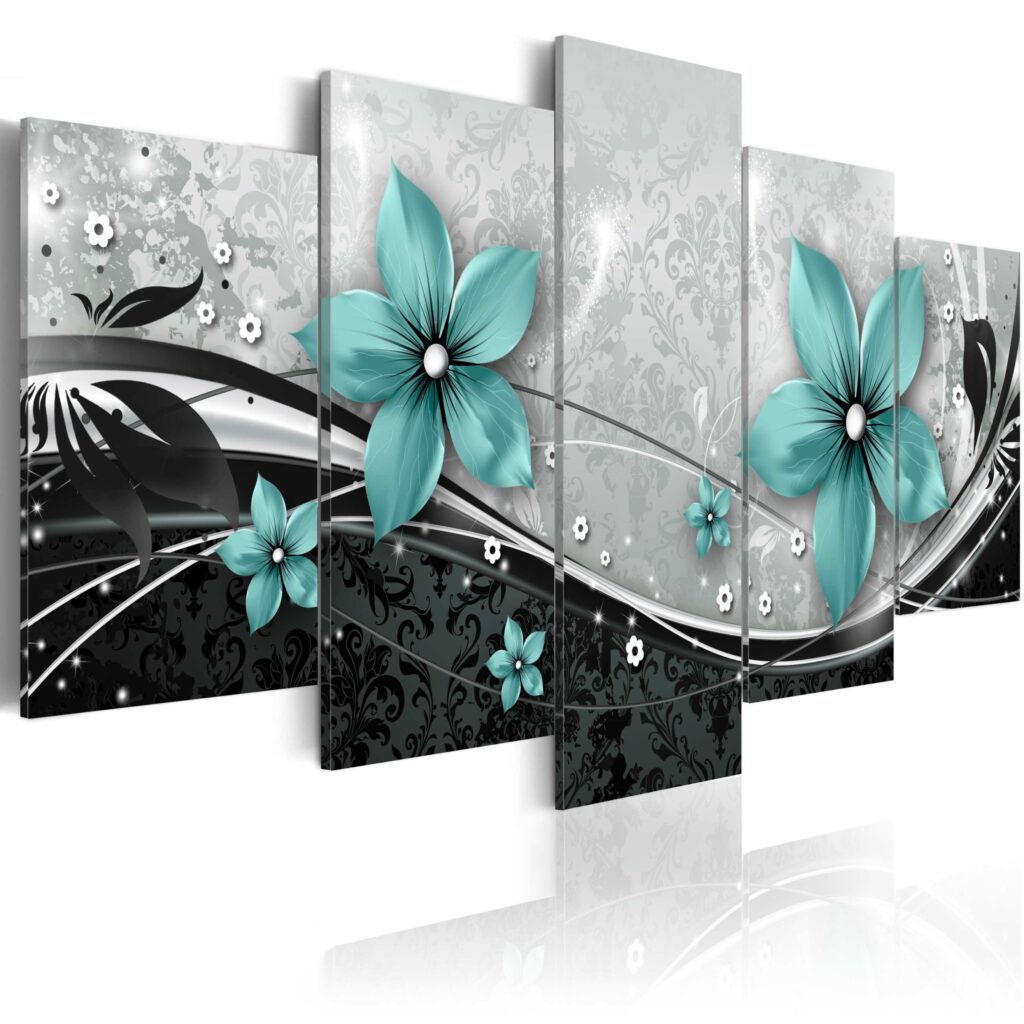 Schilderij - Turquoise flower of night