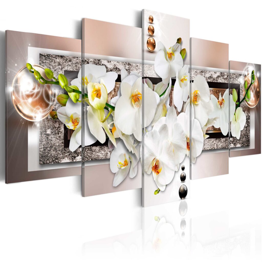 Schilderij - White abstract orchid