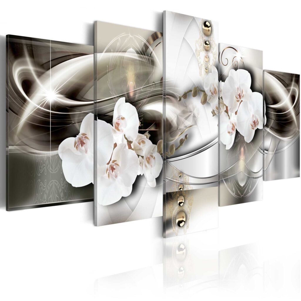 Schilderij - Orchids among the waves of gold