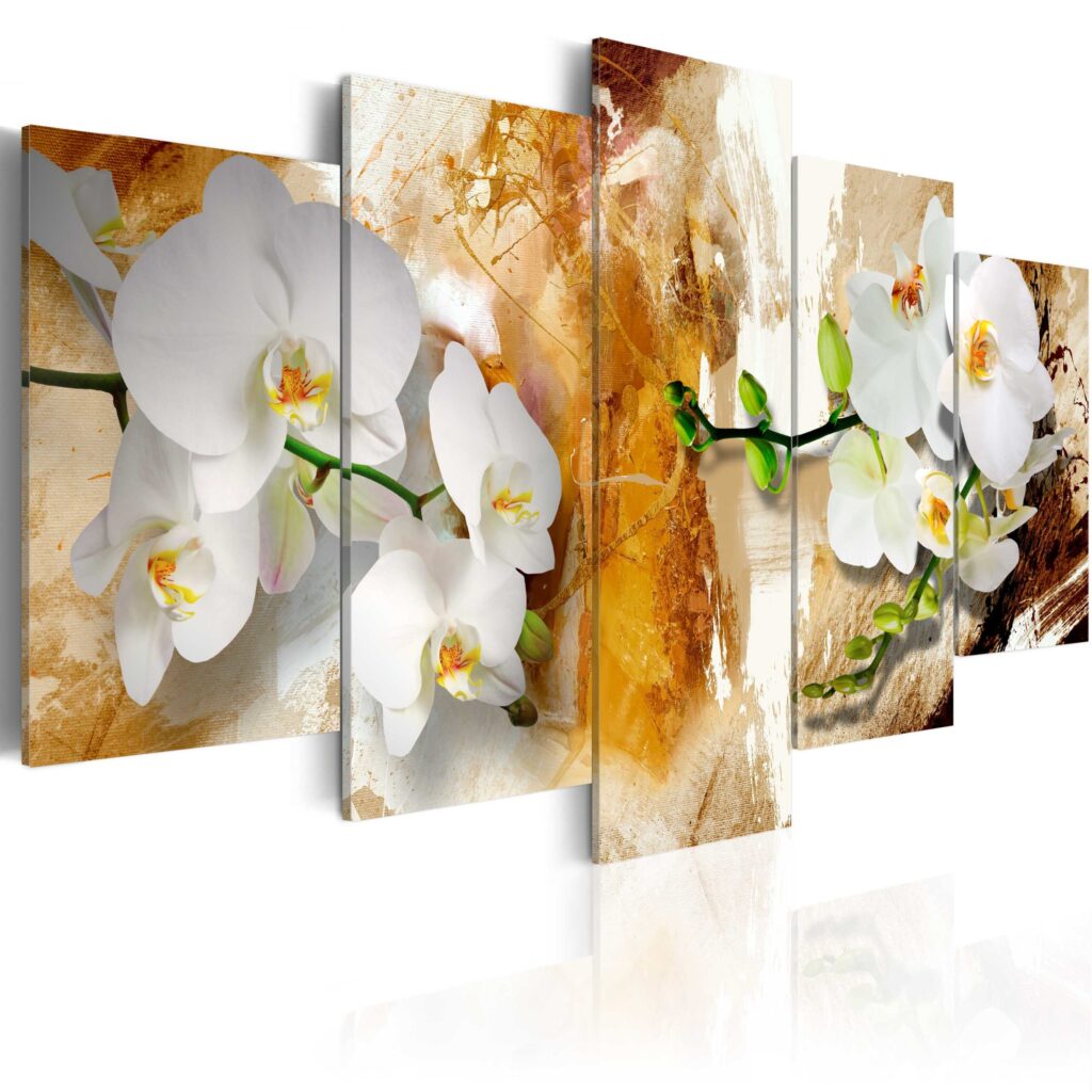 Schilderij - Brown Paint and Orchid